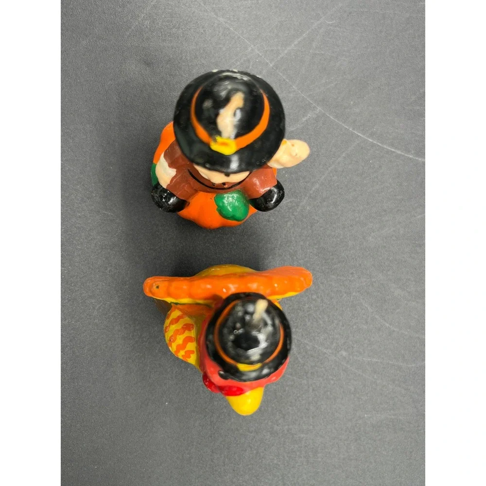 Vtg Russ Berrie Thanksgiving Candle Set Pilgrim Pumpkin Turkey 2.5